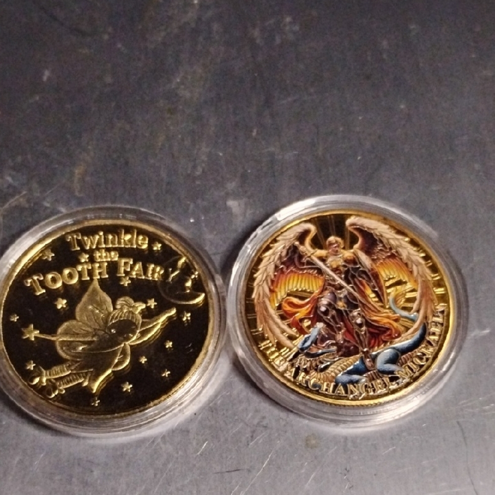 Gold Tooth Fairy and Archangel Michael Coins